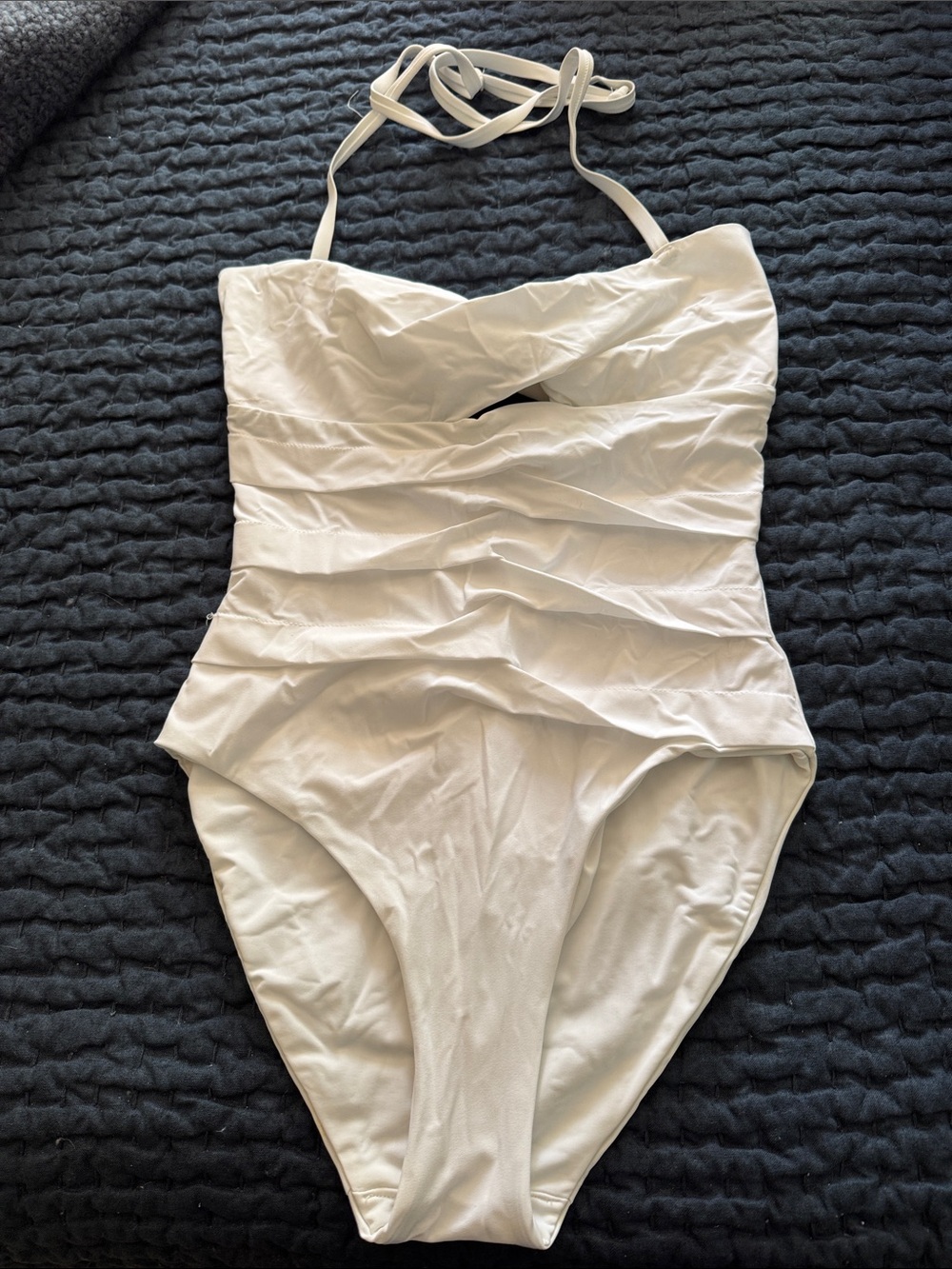 Women’s White One-Piece Swimsuit - Classic Halter Style